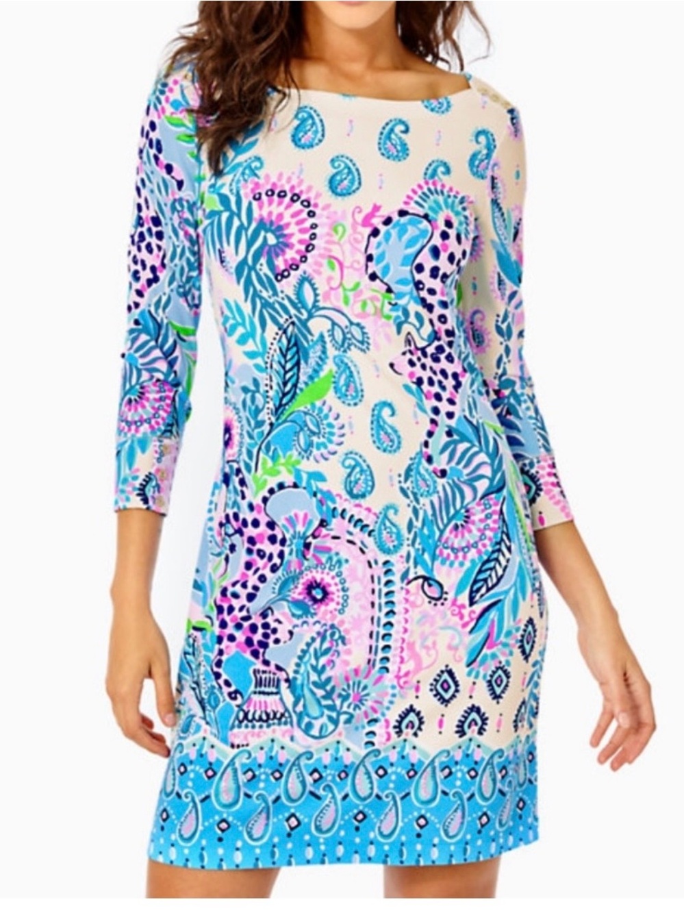 NWT Lilly Pulitzer Sophie Dress Macadamia Haute Cature Engineere UPF 50+